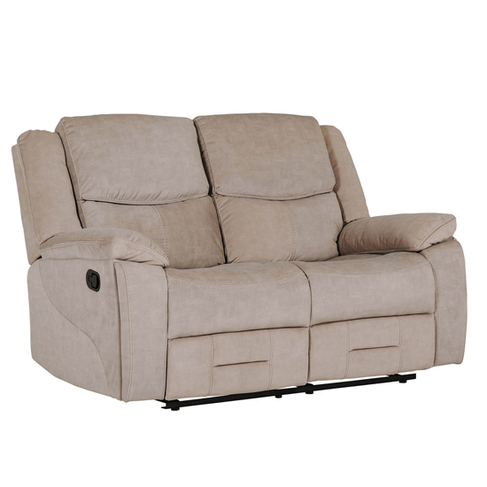 Product photograph of Kingsville Manual Recliner Fabric 2 Seater Sofa In Khaki from Furniture in Fashion