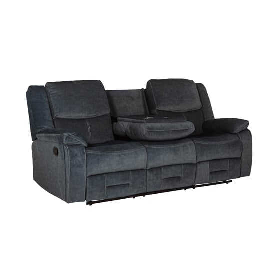 Read more about Kingsville manual recliner fabric 3 seater sofa in charcoal