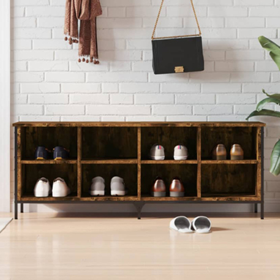 Kinsley Shoe Storage Cabinet With 8 Compartments In Smoked Oak