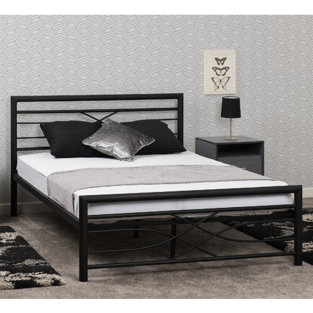 kira metal king size bed in black