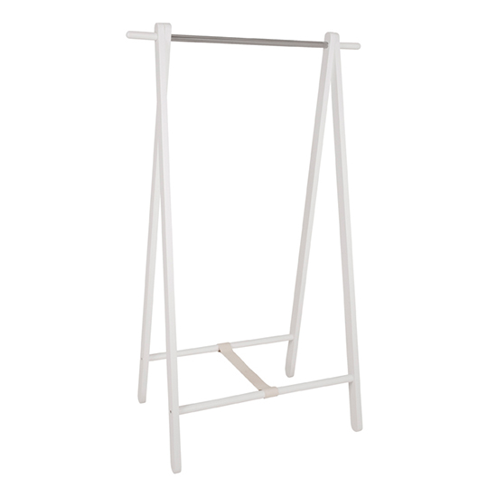 Product photograph of Kitchener Wooden Clothes Rack In White And Chrome from Furniture in Fashion