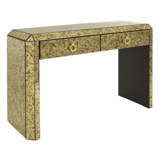 Product photograph of Koma Mirrored Glass Console Table With 2 Drawers In Gold from Furniture in Fashion
