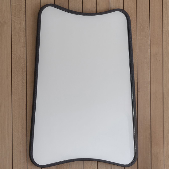 Product photograph of Koran Small Curved Bedroom Mirror In Black Frame from Furniture in Fashion