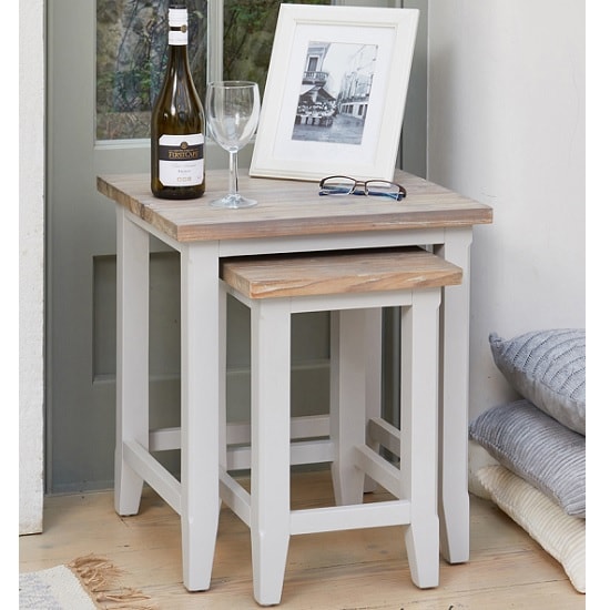 Product photograph of Krista Contemporary Wooden Nest Of 2 Tables In Grey from Furniture in Fashion