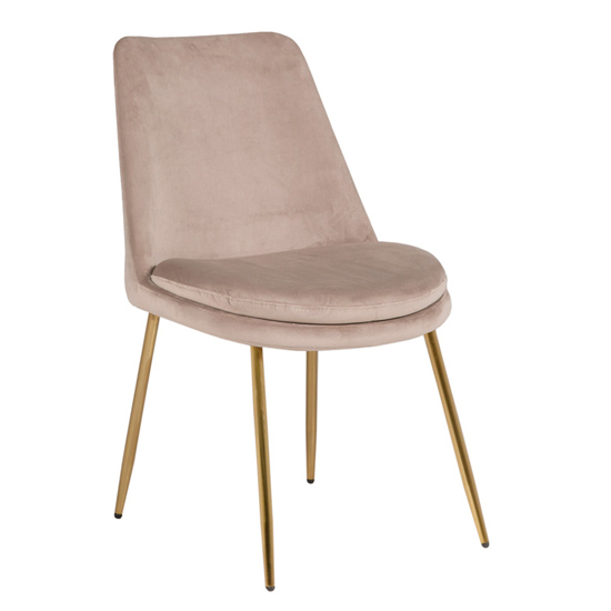 Product photograph of Kristi Velvet Dining Chair With Gold Legs In Sand from Furniture in Fashion
