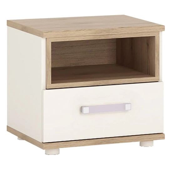 Photo of Kroft wooden bedside cabinet in white high gloss and oak
