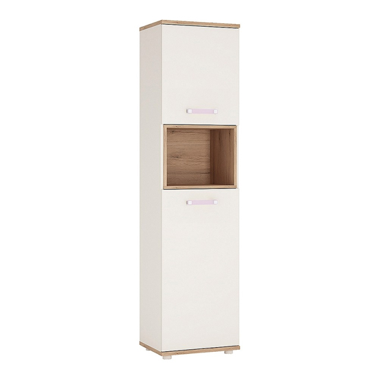 Photo of Kroft wooden storage cabinet in white gloss and oak with 2 doors