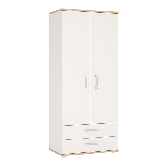Product photograph of Kroft Wooden Wardrobe In White High Gloss And Oak from Furniture in Fashion