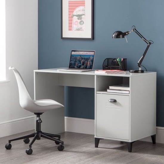 Photo of Laasya wooden computer desk with edolie grey office chair