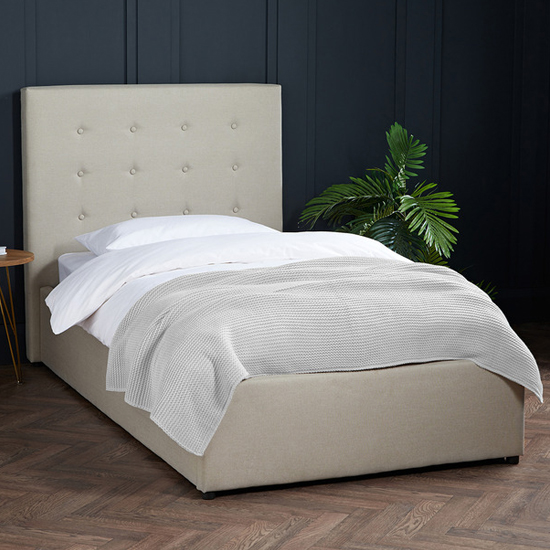 Product photograph of Lacer Fabric Single Bed In Beige from Furniture in Fashion