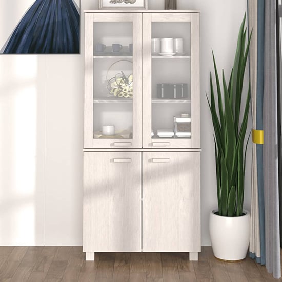 Read more about Laddie pinewood display cabinet with 4 doors in white
