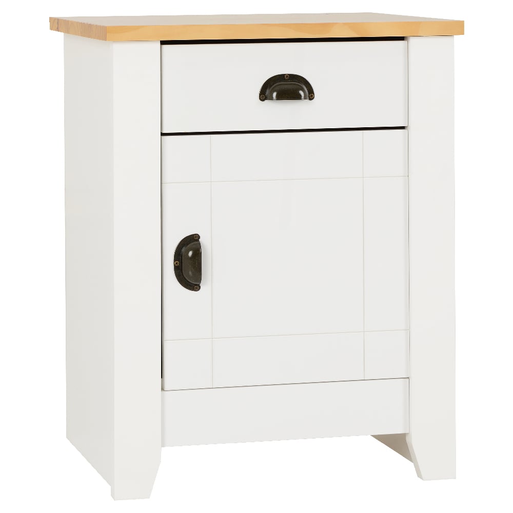 Read more about Ladkro wooden bedside cabinet with 1 door in white and oak