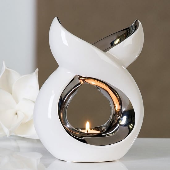 Photo of Lago aroma burner tealight candle in white and silver