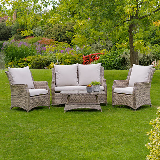 Photo of Laith outdoor lounge set with coffee table in wheat