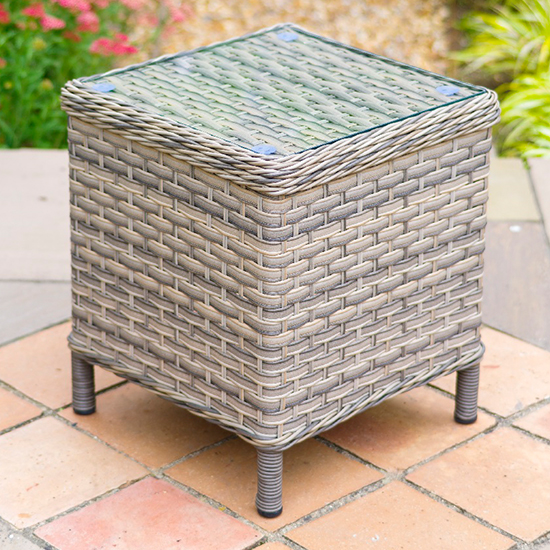 Product photograph of Laith Outdoor Square Side Table In Wheat from Furniture in Fashion