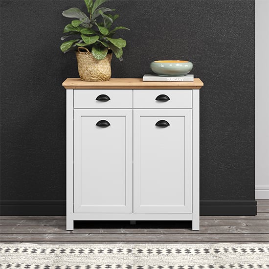 Product photograph of Lajos Wooden Hallway Storage Cabinet In Light Grey from Furniture in Fashion