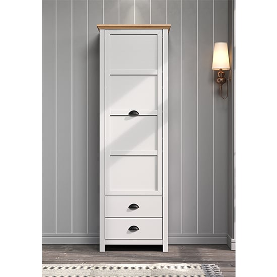 Read more about Lajos wooden hallway wardrobe in light grey and artisan oak