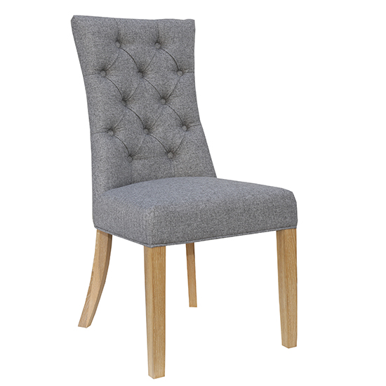 Product photograph of Lakeside Fabric Buttoned Curved Dining Chair In Light Grey from Furniture in Fashion