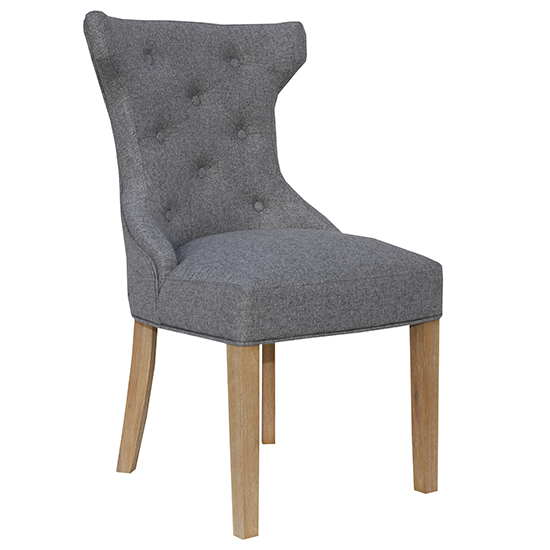 Product photograph of Lakeside Fabric Buttoned Winged Dining Chair In Light Grey from Furniture in Fashion