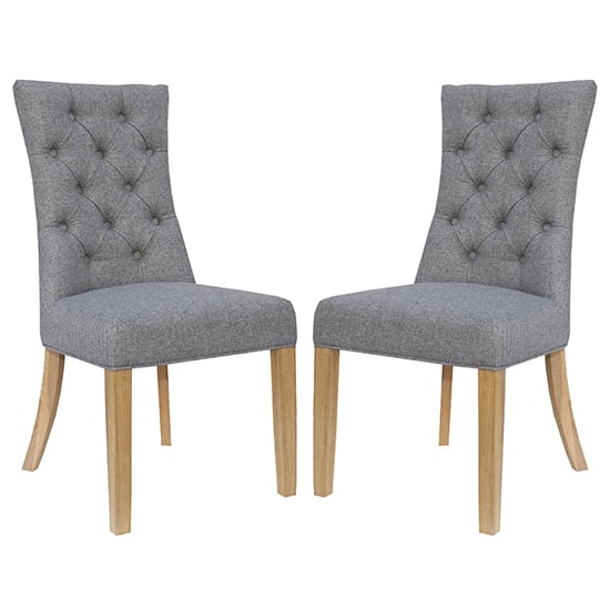 Product photograph of Lakeside Light Grey Fabric Buttoned Curved Dining Chair In Pair from Furniture in Fashion