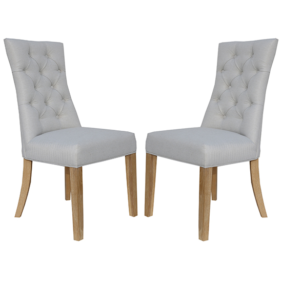 Product photograph of Lakeside Natural Fabric Buttoned Curved Dining Chair In Pair from Furniture in Fashion