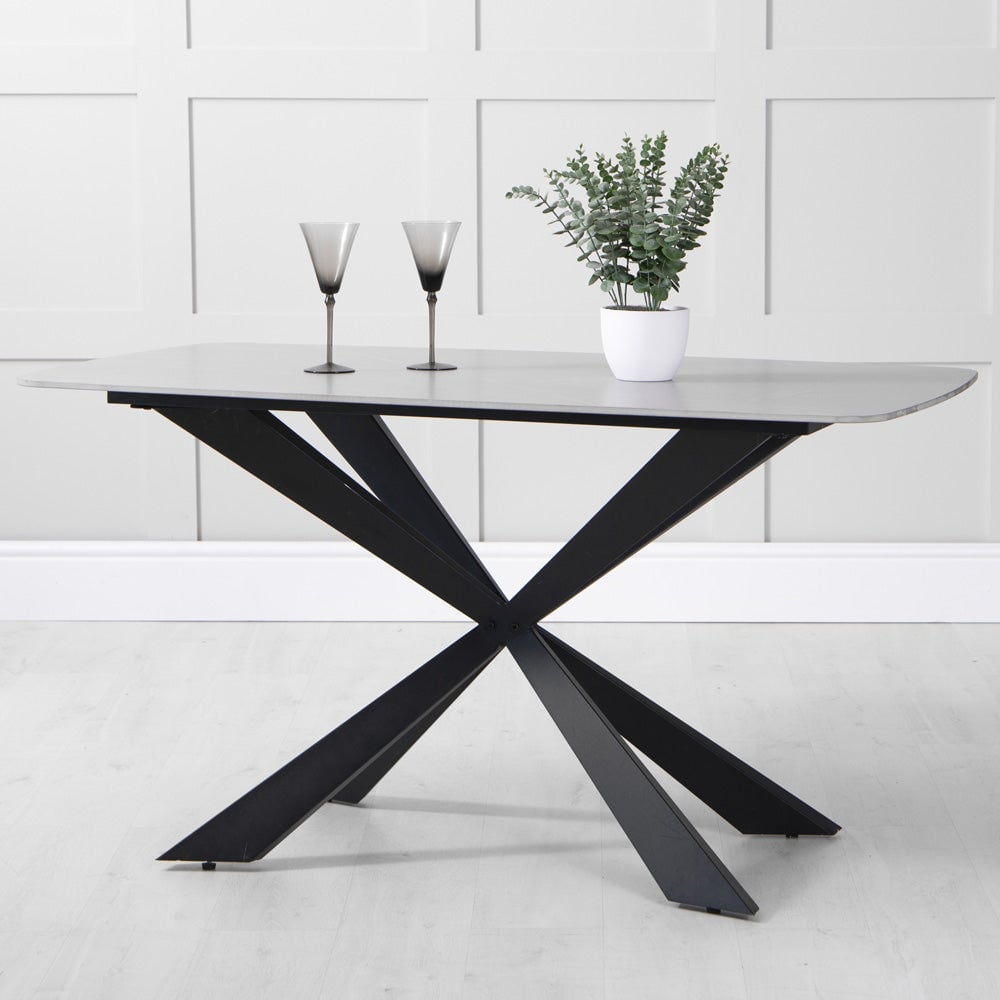 Product photograph of Lamar Sintered Stone Dining Table Rectangular In Grey from Furniture in Fashion