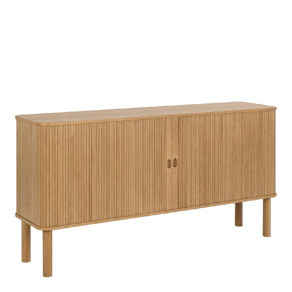 Product photograph of Lampe Wooden Storage Cabinet Wide With Sliding Doors In Oak from Furniture in Fashion