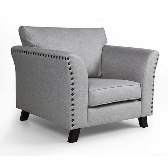 Product photograph of Lamya Fabric 1 Seater Sofa In Grey With Black Wooden Legs from Furniture in Fashion