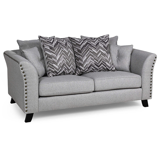 Product photograph of Lamya Fabric 2 Seater Sofa In Grey With Black Wooden Legs from Furniture in Fashion