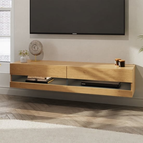 Product photograph of Langley 150cm Wooden Tv Stand In Oak And Anthracite With Led from Furniture in Fashion