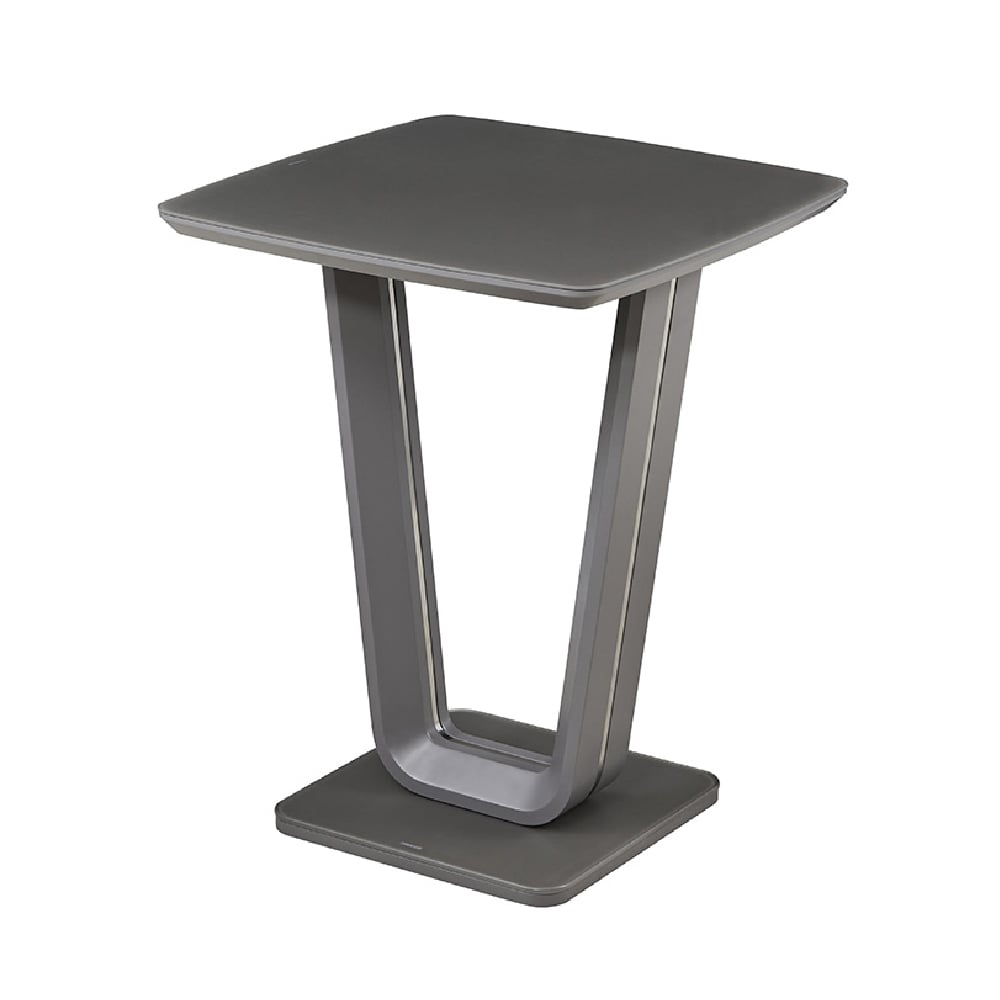 Product photograph of Langley Wooden Bar Table With Glass Top In Graphite from Furniture in Fashion