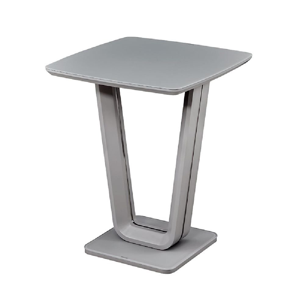 Product photograph of Langley Wooden Bar Table With Glass Top In Grey from Furniture in Fashion