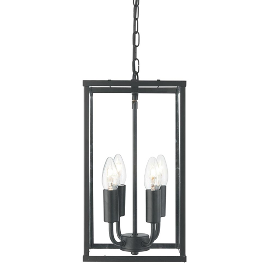 Read more about Lantern 4 lights square glass ceiling pendant light in black