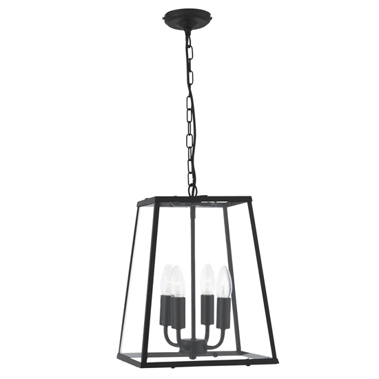 Read more about Lantern 4 lights triangle glass ceiling pendant light in black