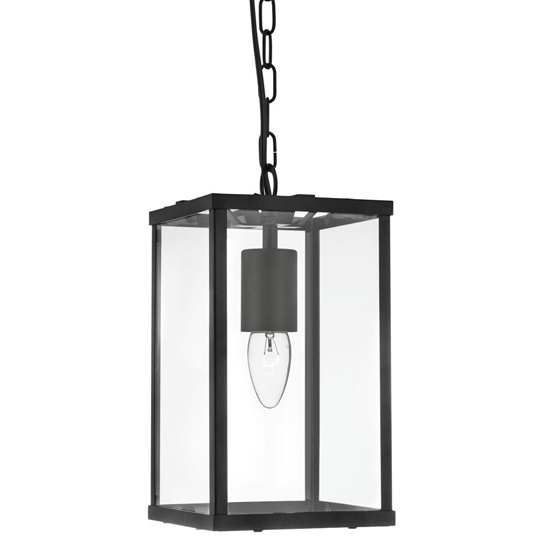 Read more about Lantern square glass ceiling pendant light in matt black