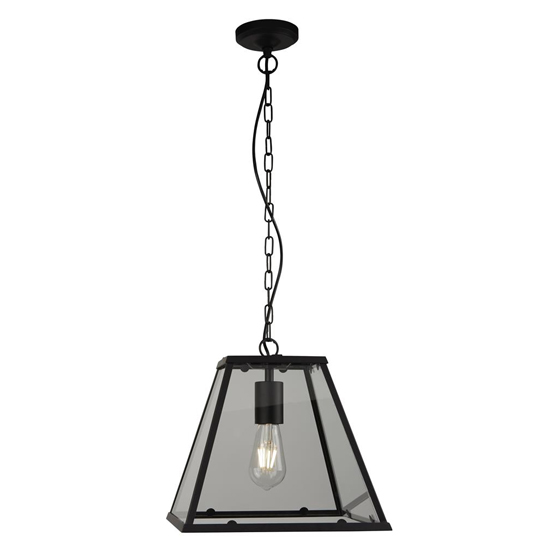 Read more about Lantern triangle glass ceiling pendant light in matt black