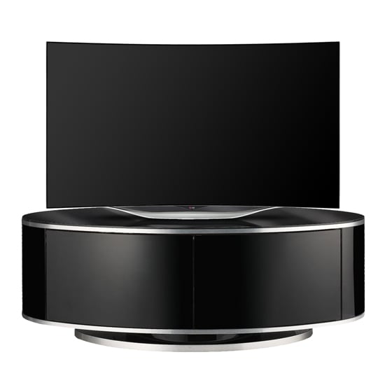Product photograph of Lanza High Gloss Tv Stand With Push Release Doors In Black from Furniture in Fashion