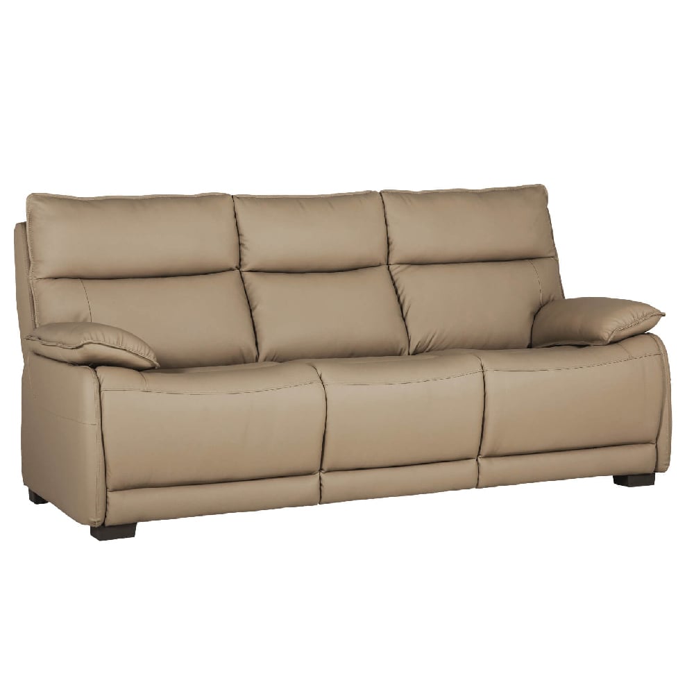 Product photograph of Laramie Leather 3 Seater Sofa With Oak Legs In Latte from Furniture in Fashion