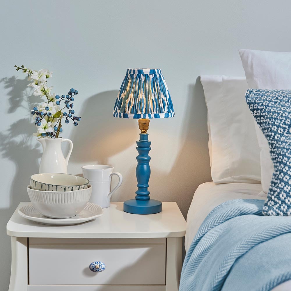 Product photograph of Laredo 16cm Shade Wood Table Lamp In Marlin Blue from Furniture in Fashion