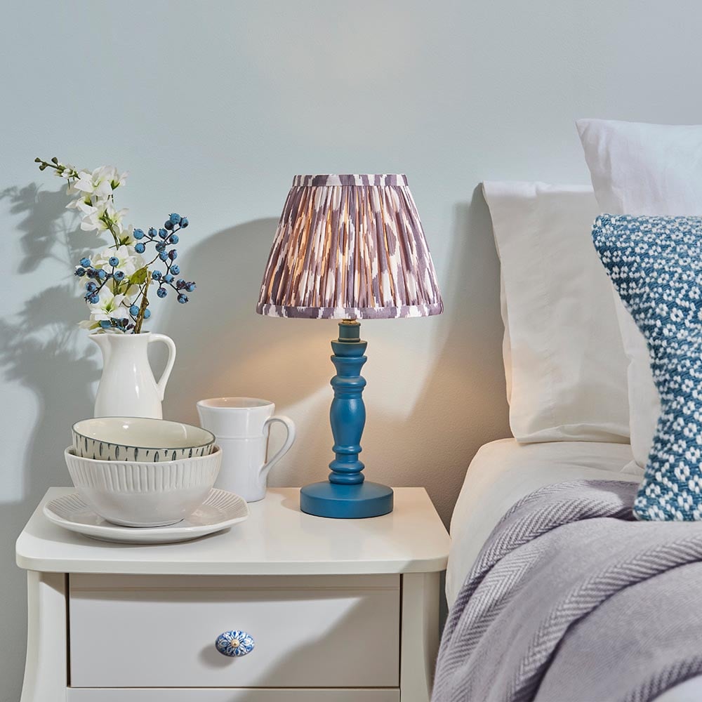 Product photograph of Laredo Pearl Grey 20cm Shade Wood Table Lamp In Marlin Blue from Furniture in Fashion