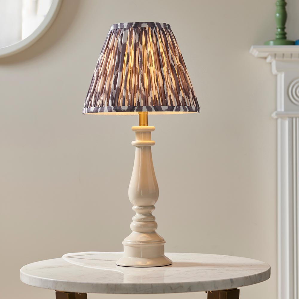 Read more about Laredo pearl grey 25cm shade resin table lamp in almond white