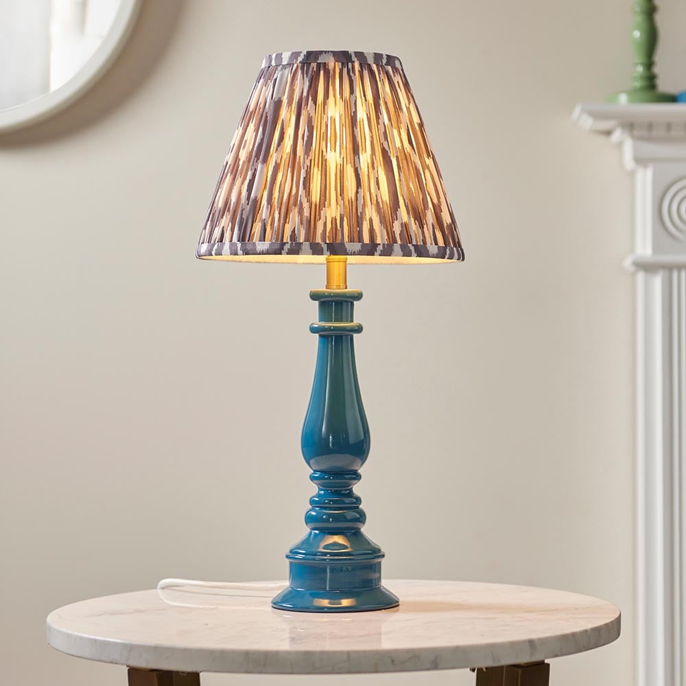 Product photograph of Laredo Pearl Grey 25cm Shade Resin Table Lamp In Marlin Blue from Furniture in Fashion