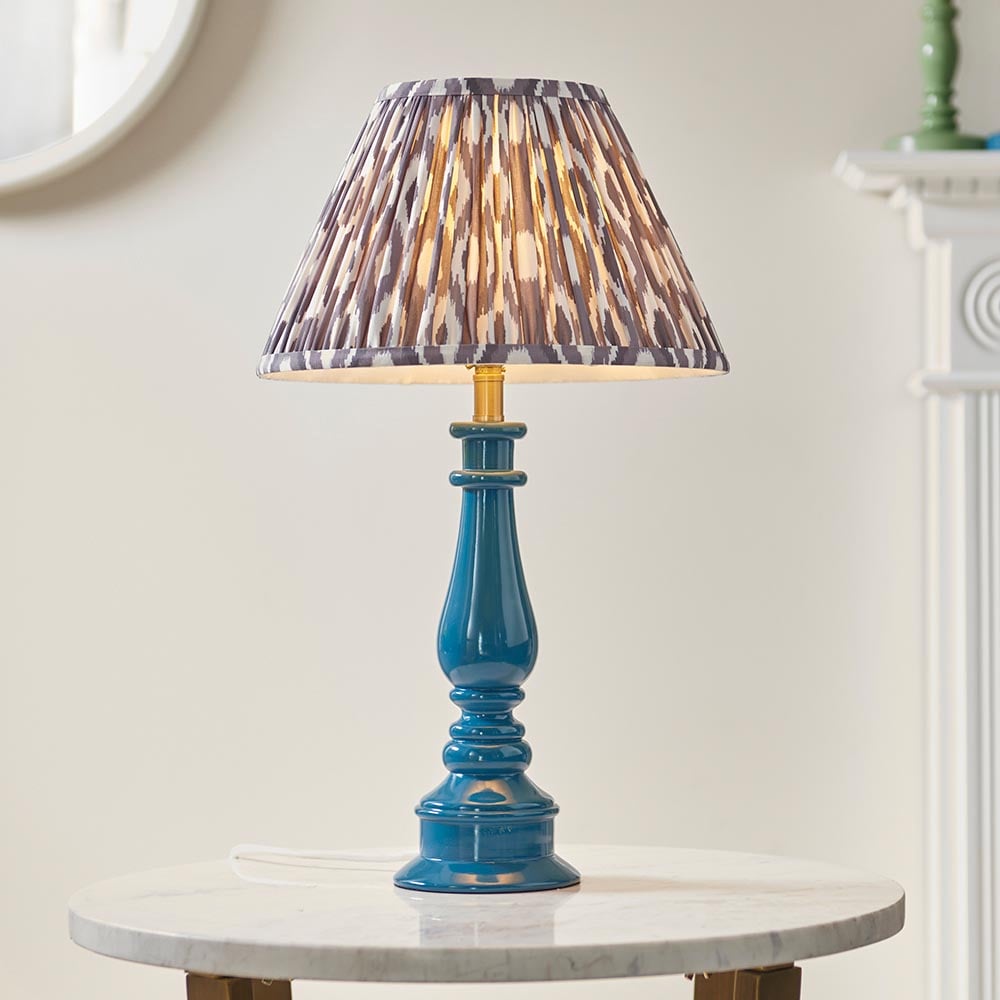 Product photograph of Laredo Pearl Grey 30cm Shade Resin Table Lamp In Marlin Blue from Furniture in Fashion