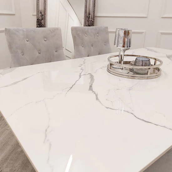 Largo White Sintered Stone Top Dining Table With Chrome Frame ...