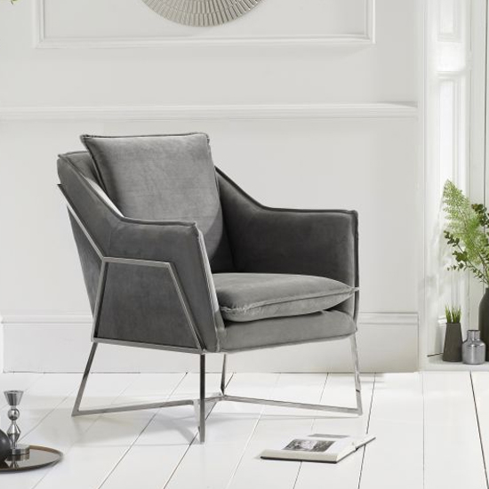 grey and chrome accent chair