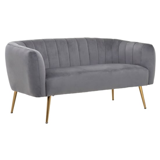 Photo of Larrisa upholstered velvet 2 seater sofa in grey
