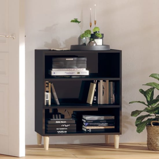 Read more about Larya high gloss bookcase with 3 shelves in black