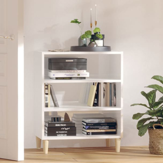 Product photograph of Larya High Gloss Bookcase With 3 Shelves In White from Furniture in Fashion