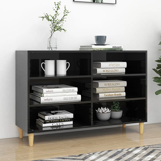 Read more about Larya high gloss bookcase with 6 shelves in black