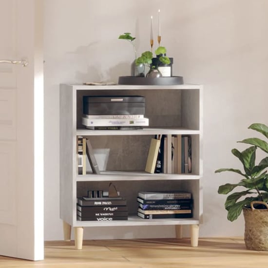 Product photograph of Larya Wooden Bookcase With 3 Shelves In Concrete Effect from Furniture in Fashion